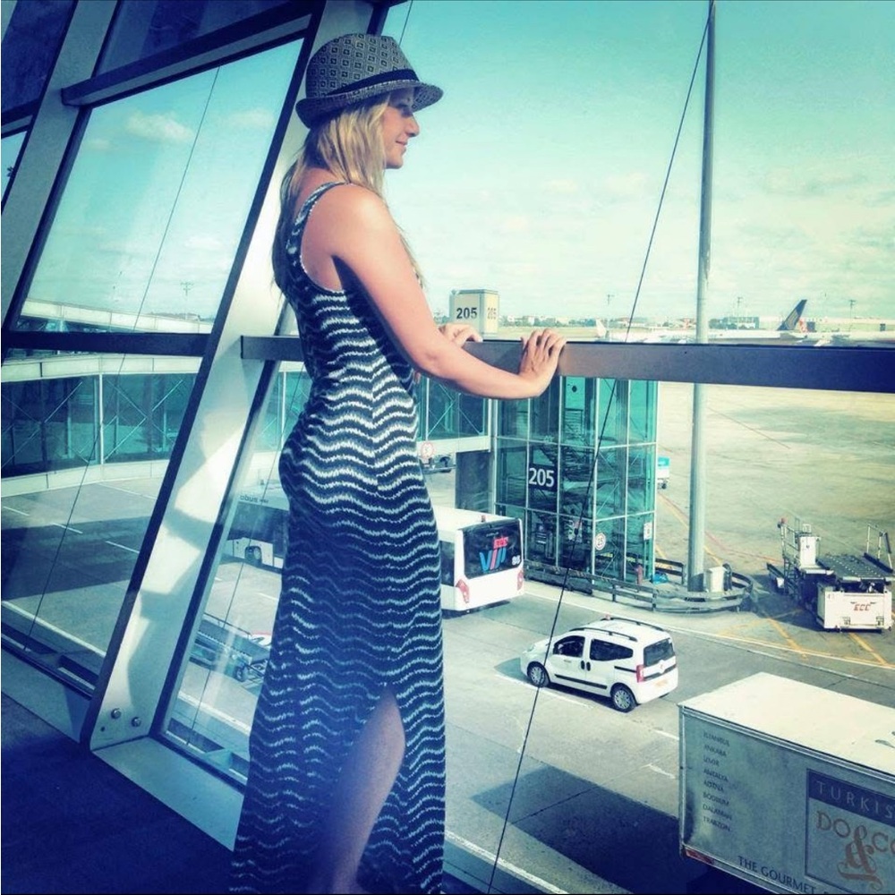 Mavi Black and White Patterned Dual Slit Dress